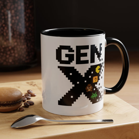 Retro Gen X Accent Coffee Mug - Perfect Gift for Gamers, Vintage Vibe, Nostalgic, Unique Design, 11oz or 15oz Fun Drinkware