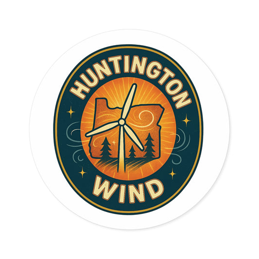Huntington Wind Round Stickers | Eco-Friendly, Outdoor Adventure, Laptop Decals, Home Decor, Travel Mementos